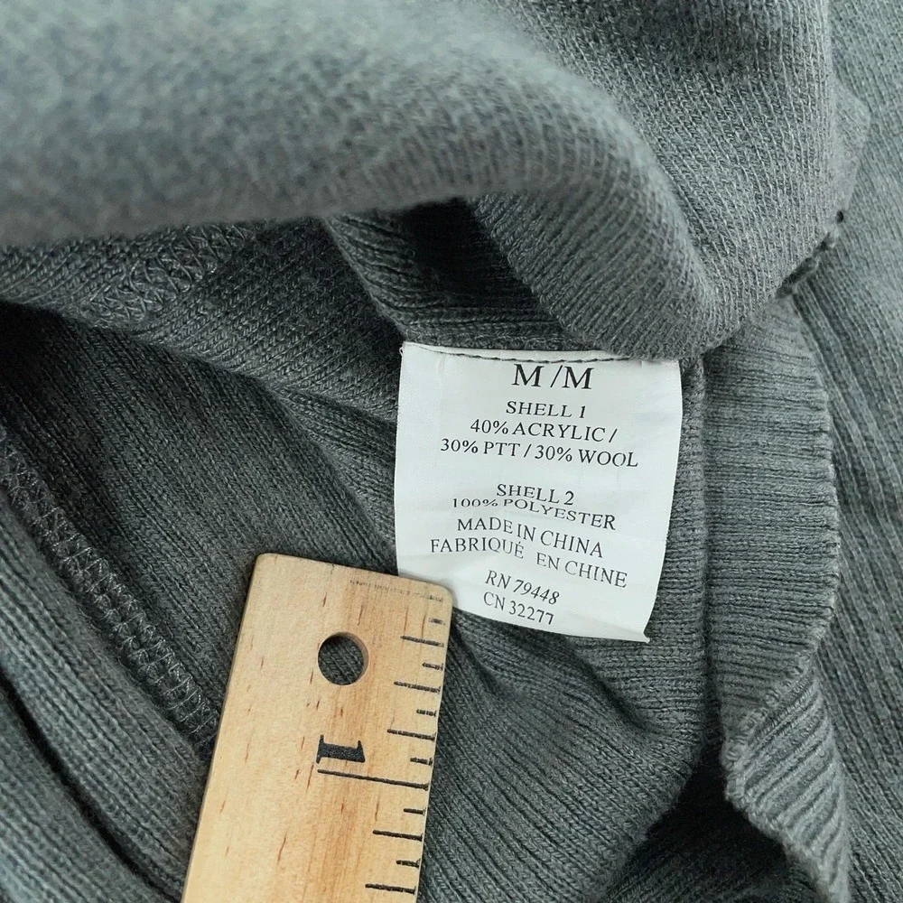 Marmot Quarter Zip Pullover Sweater Mens Medium Gray Wool‎ Blend Shoulder Patch